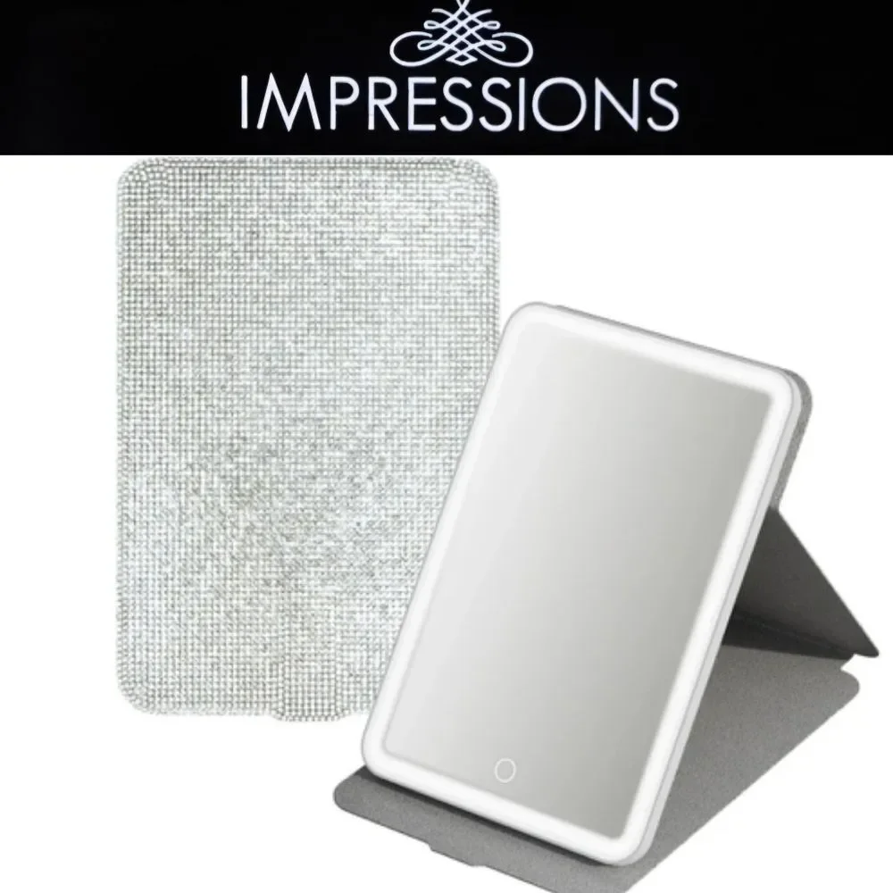 Impressions Touch Tablet Bling Folio LED Makeup Mirror- Silver
